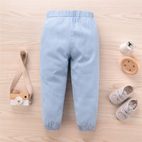 Boys Cartoon Letter Printed Casual Denim Trousers - PrettyKid