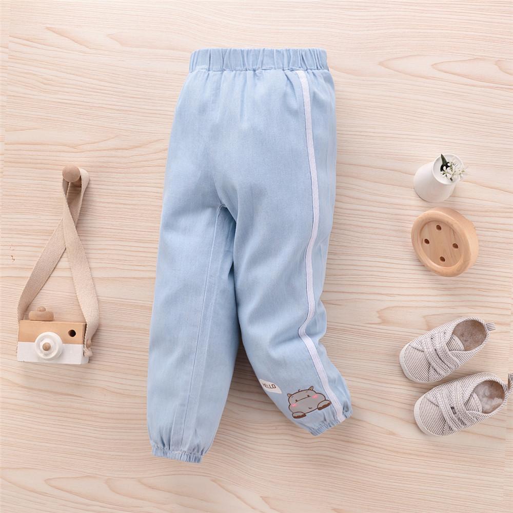 Boys Cartoon Letter Printed Casual Denim Trousers - PrettyKid