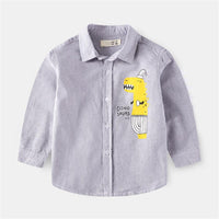 Boys Cartoon Letter Printed Lapel Solid Shirts Wholesale - PrettyKid