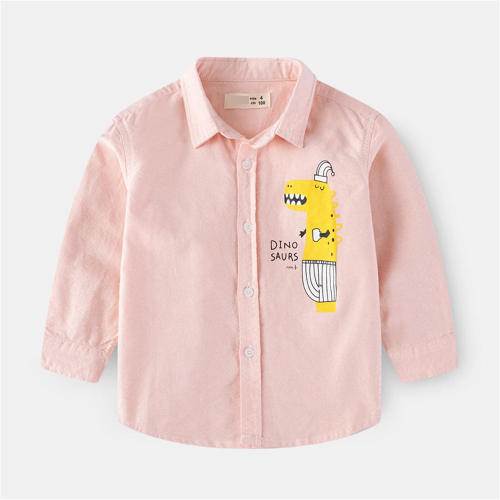 Boys Cartoon Letter Printed Lapel Solid Shirts Wholesale - PrettyKid