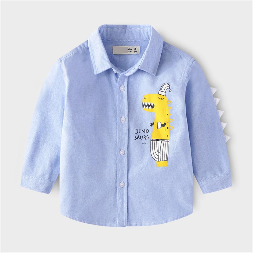 Boys Cartoon Letter Printed Lapel Solid Shirts Wholesale - PrettyKid