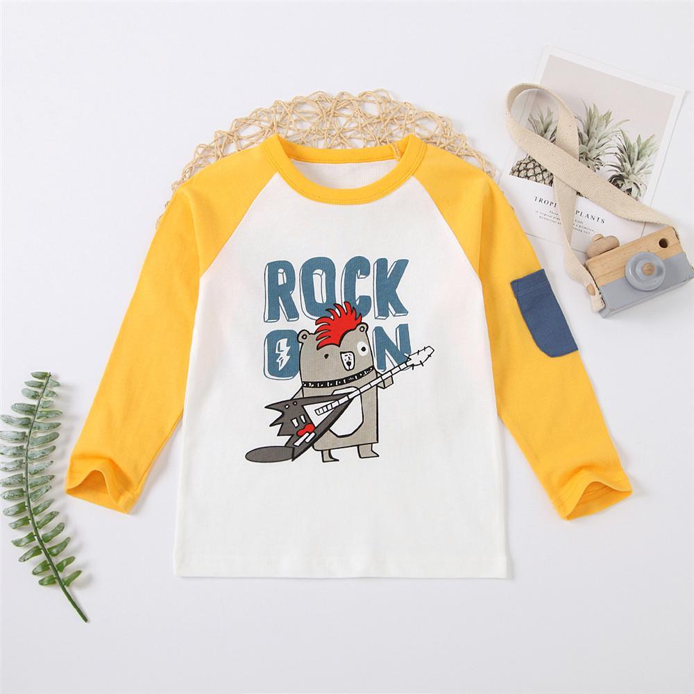 Boys Cartoon Letter Printed Long Sleeve T-shirt Wholesale Boy Clothes - PrettyKid