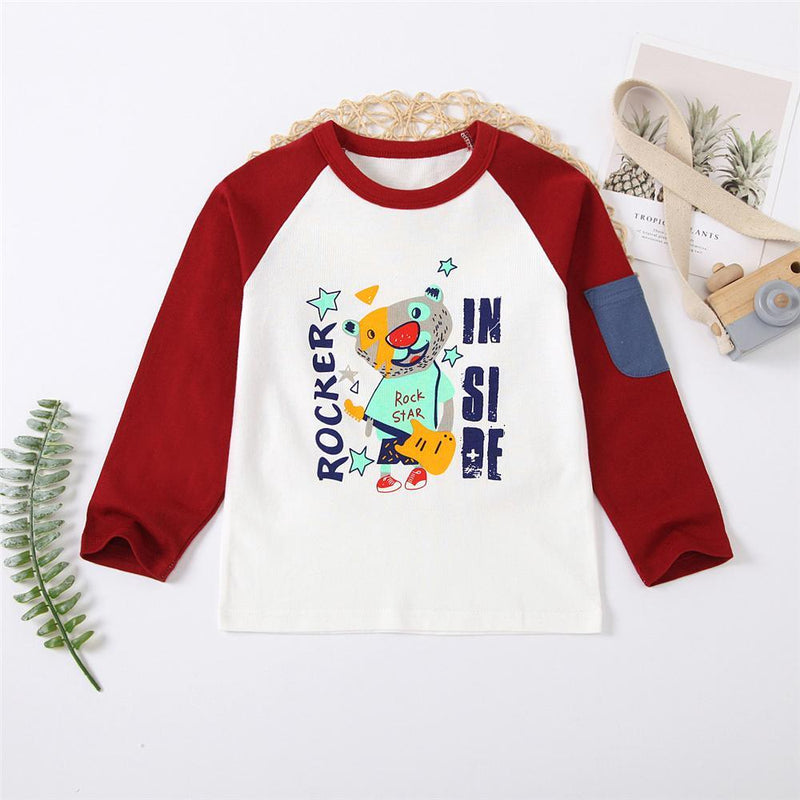 Boys Cartoon Letter Printed Long Sleeve T-shirt Wholesale Boy Clothes - PrettyKid