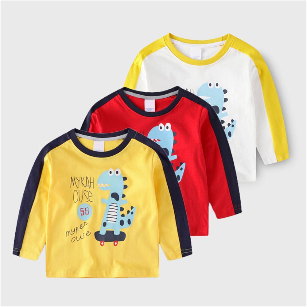 Boys Cartoon Letter Printed Long Sleeve T-shirt Wholesale - PrettyKid