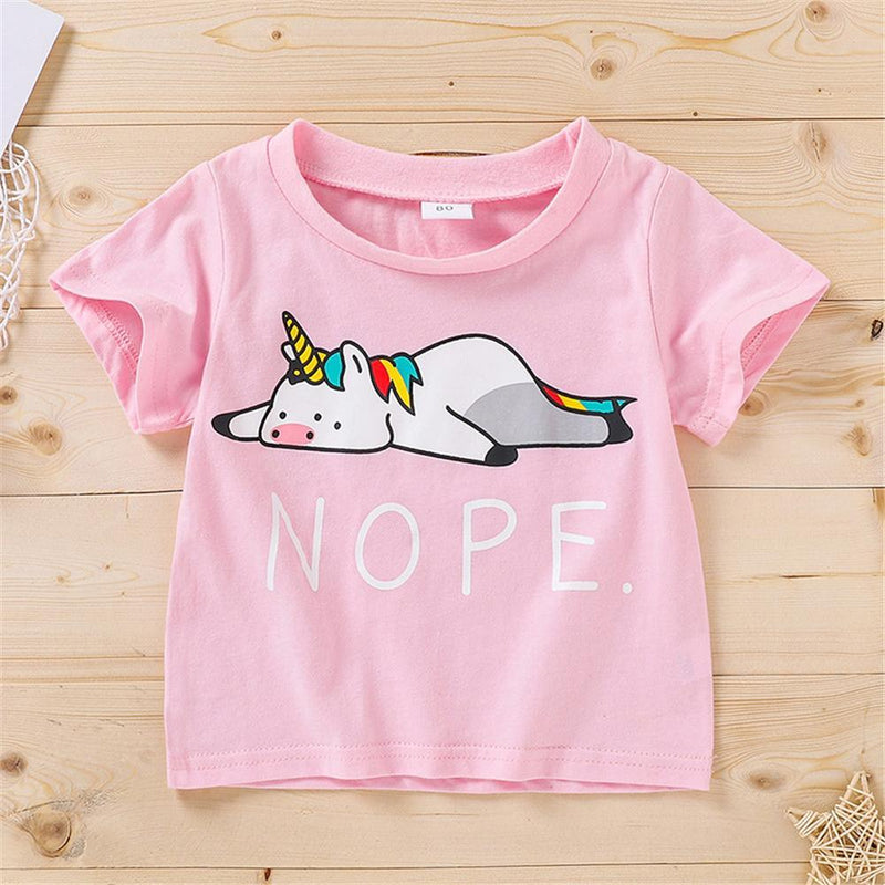 Girls Cartoon Letter Printed Short Sleeve Top Girl Boutique clothes Wholesale - PrettyKid