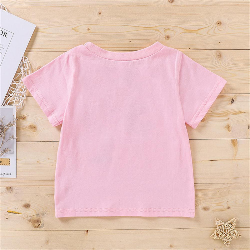 Girls Cartoon Letter Printed Short Sleeve Top Girl Boutique clothes Wholesale - PrettyKid