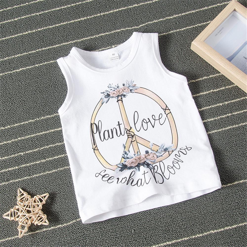 Girls Cartoon Letter Printed Sleeve Top & Floral Denim Shorts Girls clothes Wholesalers - PrettyKid