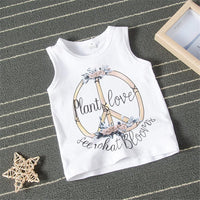 Girls Cartoon Letter Printed Sleeve Top & Floral Denim Shorts Girls clothes Wholesalers - PrettyKid