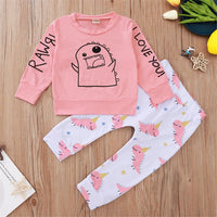 Baby Girls Cartoon Letter Printed Top & Trousers Bulk Baby Clothes Online - PrettyKid