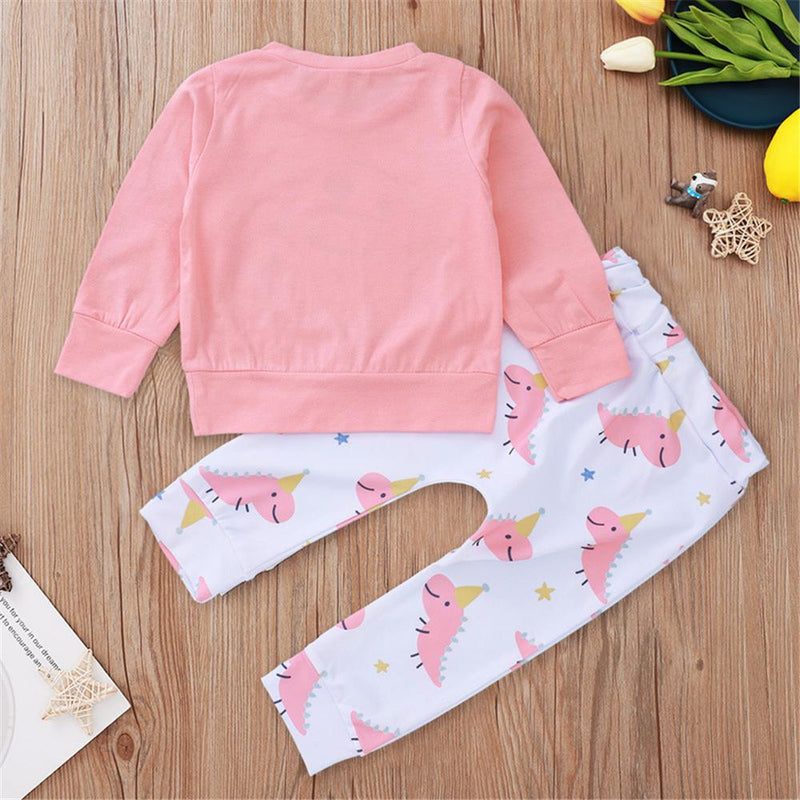 Baby Girls Cartoon Letter Printed Top & Trousers Bulk Baby Clothes Online - PrettyKid