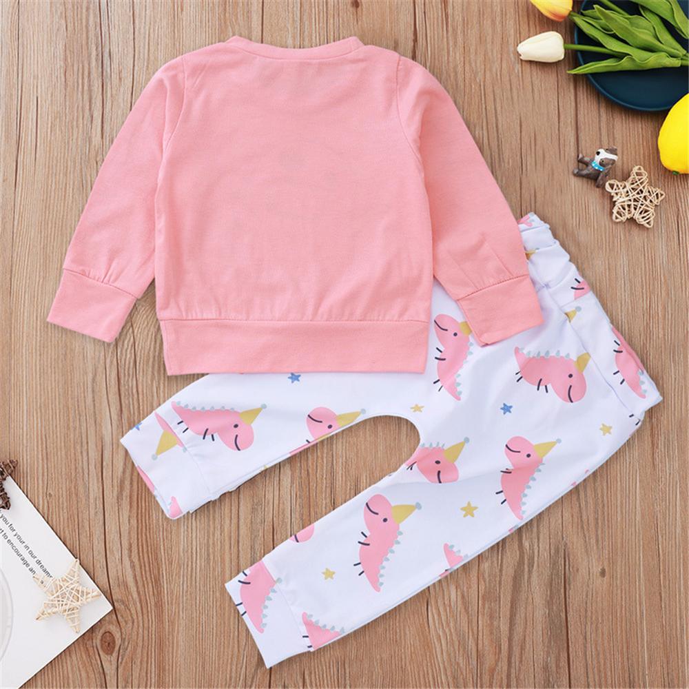 Baby Girls Cartoon Letter Printed Top & Trousers Bulk Baby Clothes Online - PrettyKid