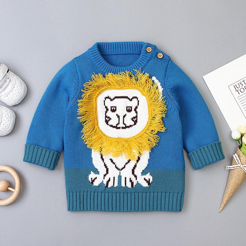 Baby Boys Cartoon Lion Pullover Sweaters Baby Wholesales - PrettyKid