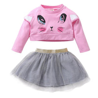 Girls Cartoon Long Sleeve Pullover & Tulle Skirt Tutus Wholesale - PrettyKid