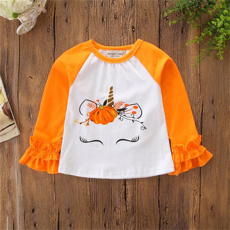 Girls Halloween Cartoon Long Sleeve T-shirt Cheap Baby Girl Clothes Boutique - PrettyKid