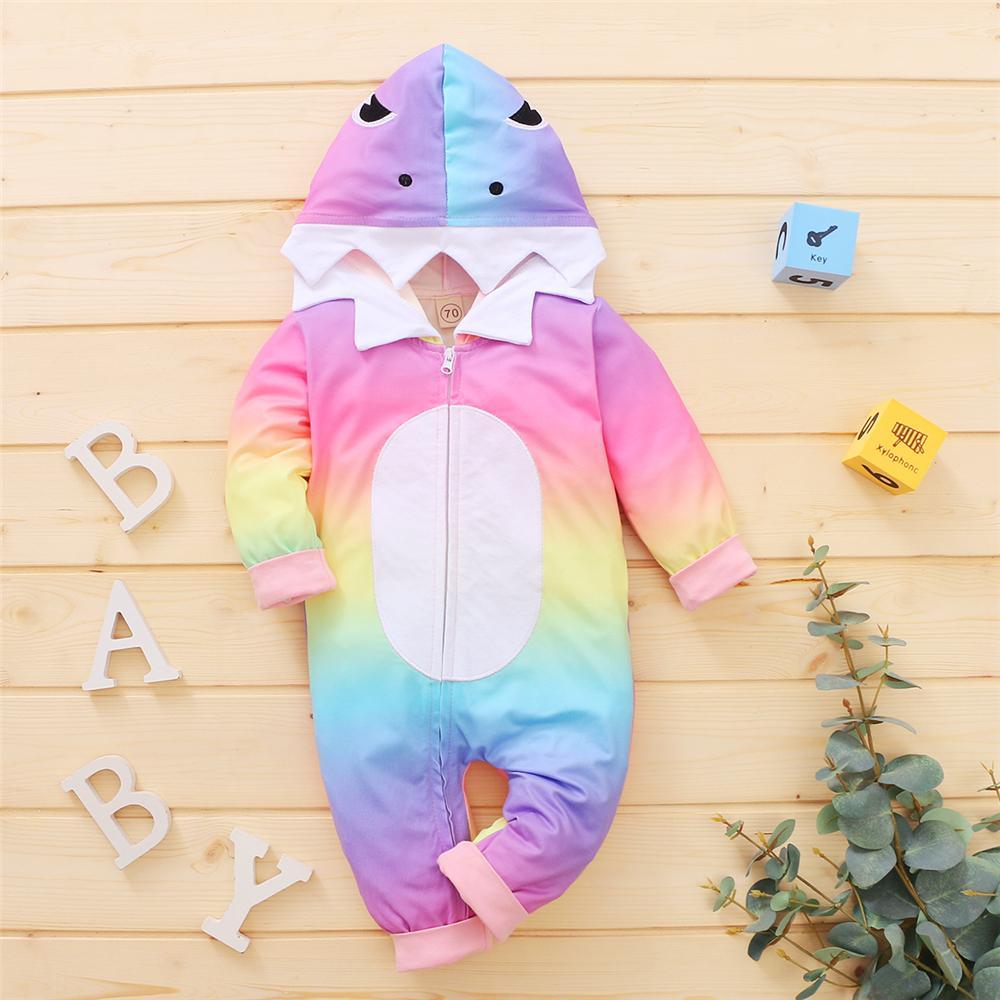 Baby Cartoon Long Sleeve Tie Dye Hooded Zipper Romper Baby Clothing Wholesale Distributors - PrettyKid