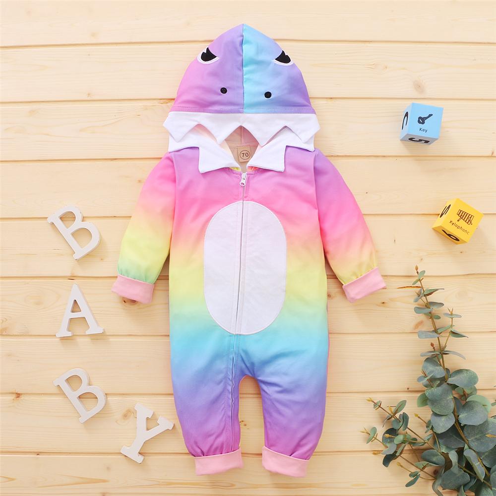 Baby Cartoon Long Sleeve Tie Dye Hooded Zipper Romper Baby Clothing Wholesale Distributors - PrettyKid