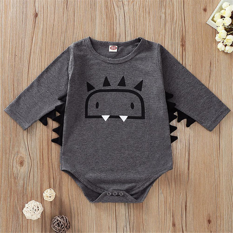 Baby Boys Cartoon Monster Long Sleeve Romper Cheap Baby Clothes In Bulk - PrettyKid