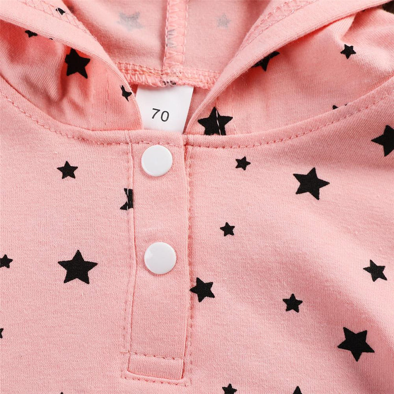 Baby Unisex Cartoon Moon Star Printed Long Sleeve Hooded Romper Wholesale Clothing Baby - PrettyKid