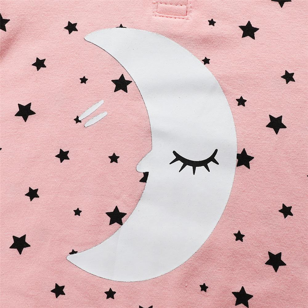 Baby Unisex Cartoon Moon Star Printed Long Sleeve Hooded Romper Wholesale Clothing Baby - PrettyKid