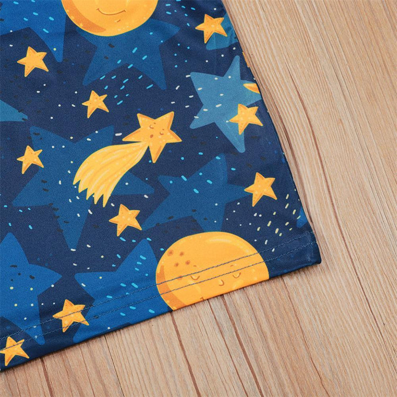 Boys Cartoon Moon Star Printed Short Sleeve Top & Shorts Boy Wholesale clothes - PrettyKid