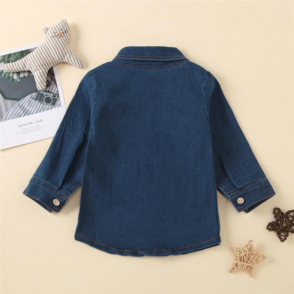 Boys Cartoon Pocket Lapel Button Long Sleeve Shirt Boy Wholesale Clothing - PrettyKid