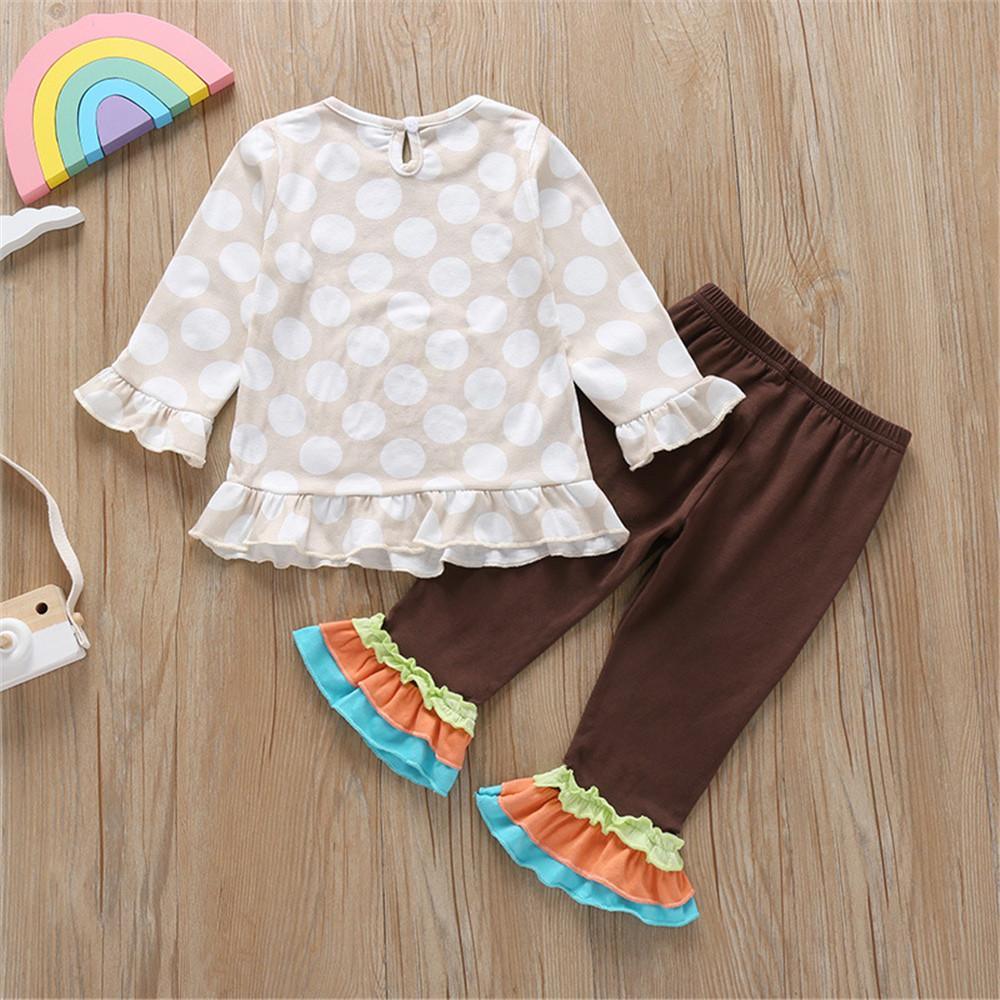 Girls Cartoon Polka Dot Long Sleeve Tops & Pants - PrettyKid