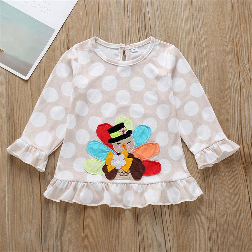 Girls Cartoon Polka Dot Long Sleeve Tops & Pants - PrettyKid