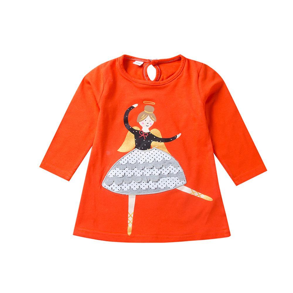 Toddler Girl Cartoon Print Crew Neck Long Sleeve Top Wholesale Girls - PrettyKid