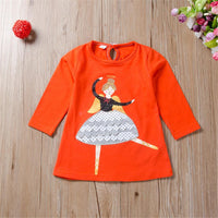 Toddler Girl Cartoon Print Crew Neck Long Sleeve Top Wholesale Girls - PrettyKid