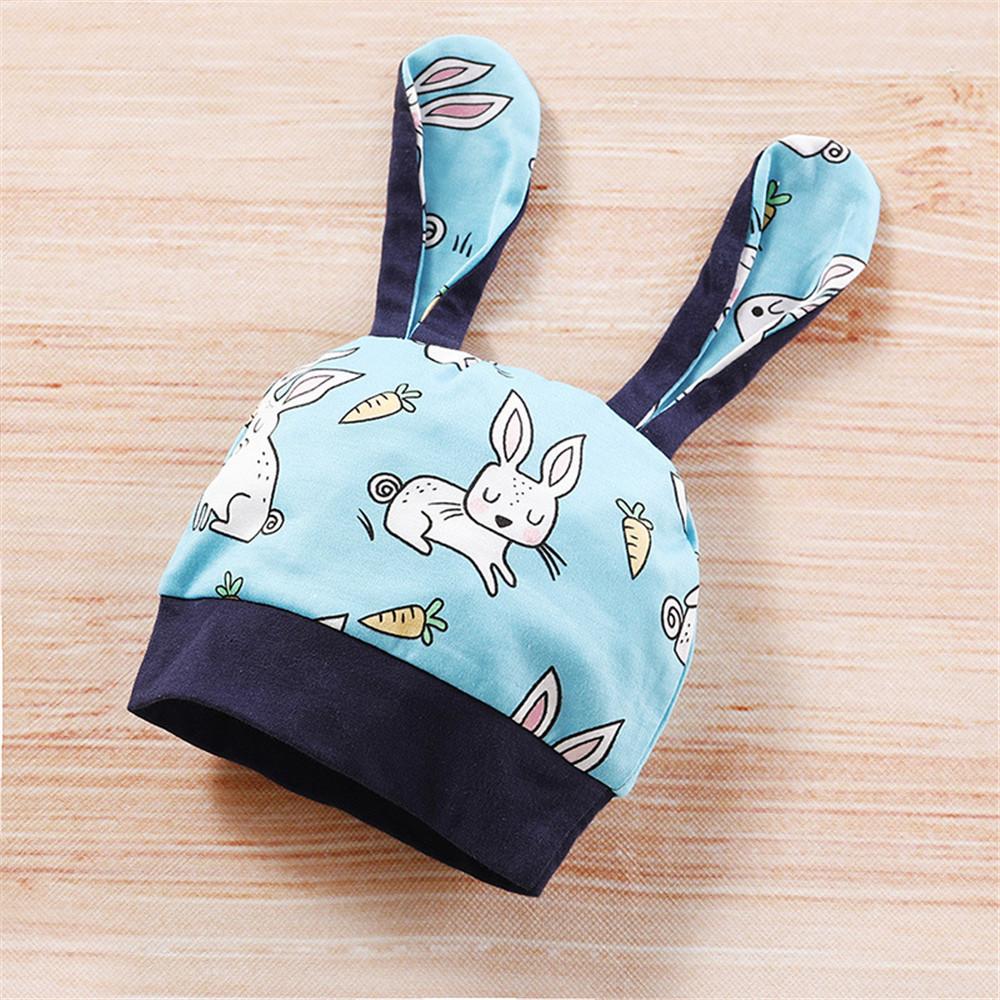 Baby Rabbit Cartoon Printed Long-sleeve Romper & Pants & Hat - PrettyKid