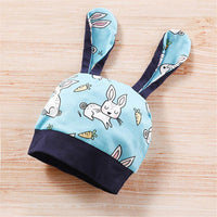 Baby Rabbit Cartoon Printed Long-sleeve Romper & Pants & Hat - PrettyKid