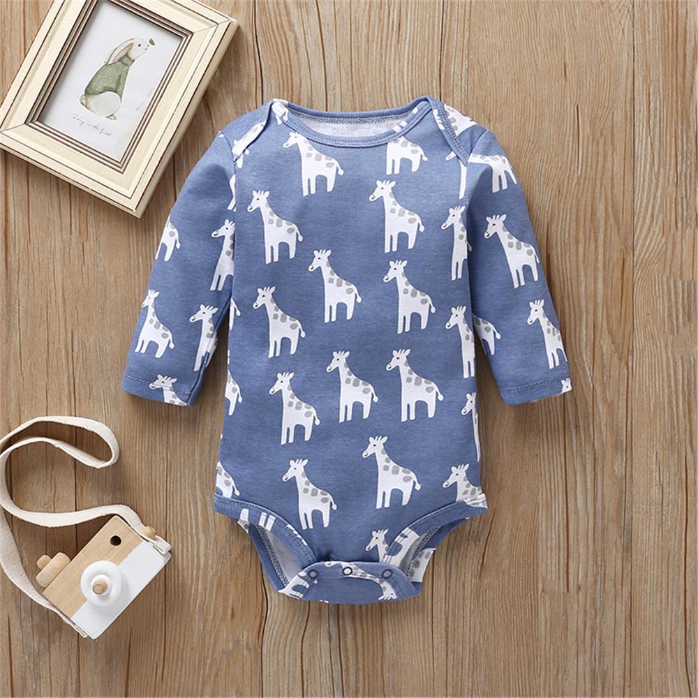 Baby Cartoon Printed Long Sleeve Rompers - PrettyKid