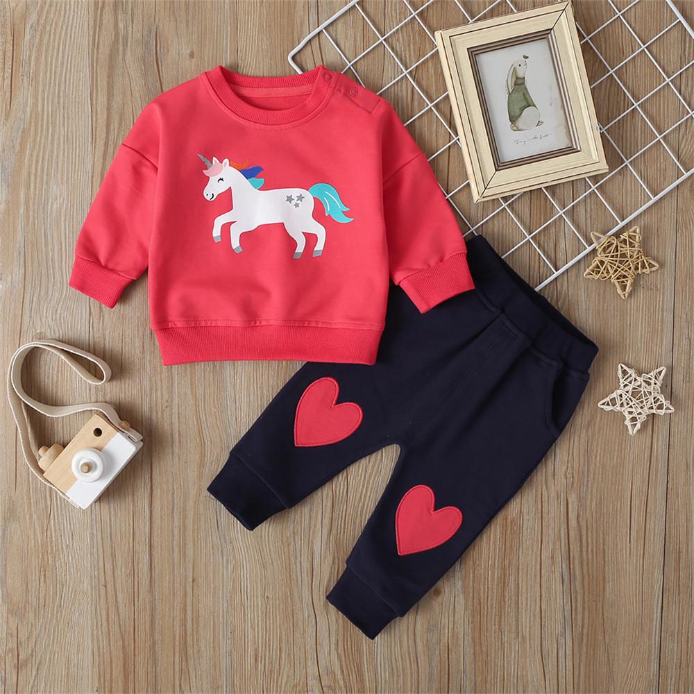 Baby Unisex Cartoon Printed Long Sleeve Top & Pants Wholesale Baby - PrettyKid