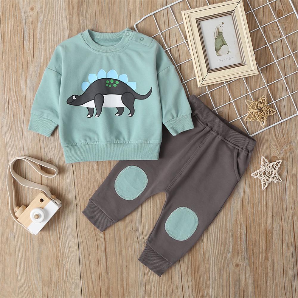 Baby Unisex Cartoon Printed Long Sleeve Top & Pants Wholesale Baby - PrettyKid