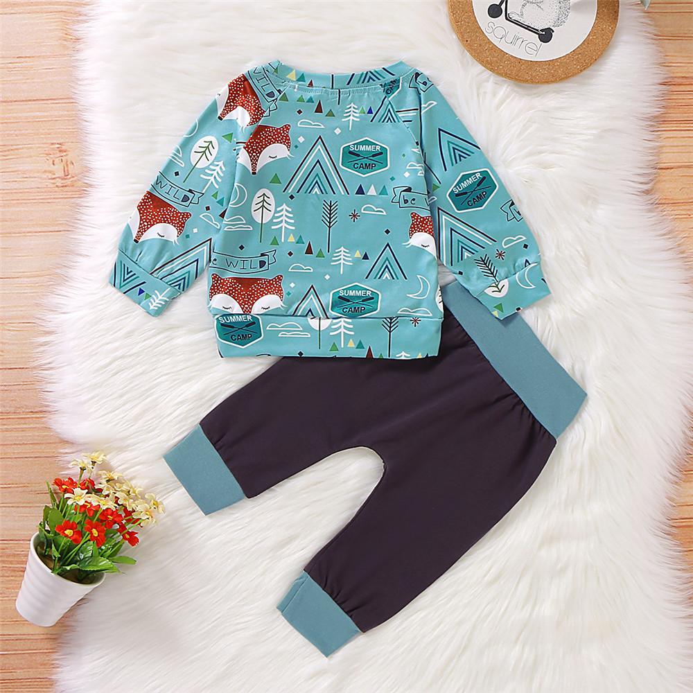 Boys Cartoon Printed Long Sleeve Tops & Pants - PrettyKid