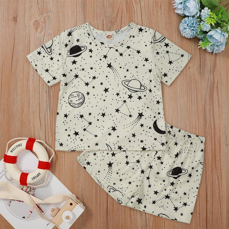 Boys Cartoon Printed Short Sleeve Top & Shorts Wholesale Boys clothes vendors - PrettyKid