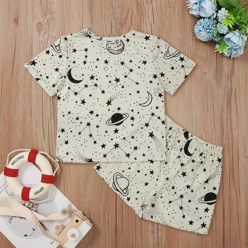 Boys Cartoon Printed Short Sleeve Top & Shorts Wholesale Boys clothes vendors - PrettyKid