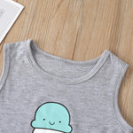 Unisex Cartoon Printed Sleeveless Top & Solid Shorts Kids Wholesale Clothing - PrettyKid