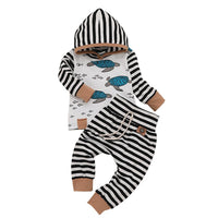 Boys Cartoon Printed Stripe Long Sleeve Tops & Pants - PrettyKid