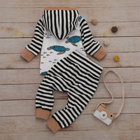 Boys Cartoon Printed Stripe Long Sleeve Tops & Pants - PrettyKid