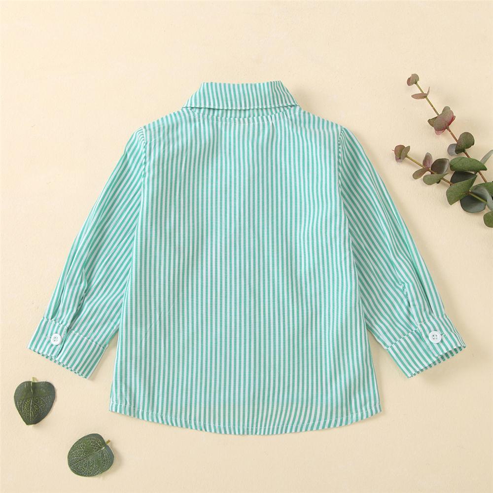 Boys Cartoon Printed Striped Long Sleeve Lapel Shirt Baby Boys Clothes Wholesale - PrettyKid