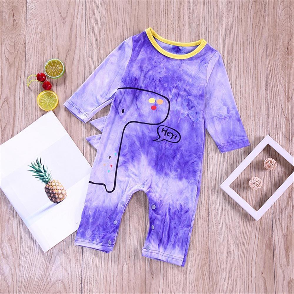 Baby Girls Cartoon Printed Tie Dye Long Sleeve Romper Baby Wholesale Clothing - PrettyKid