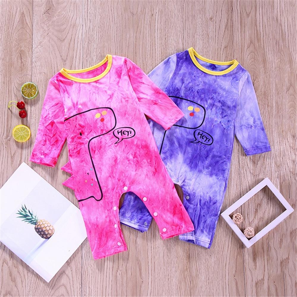 Baby Girls Cartoon Printed Tie Dye Long Sleeve Romper Baby Wholesale Clothing - PrettyKid