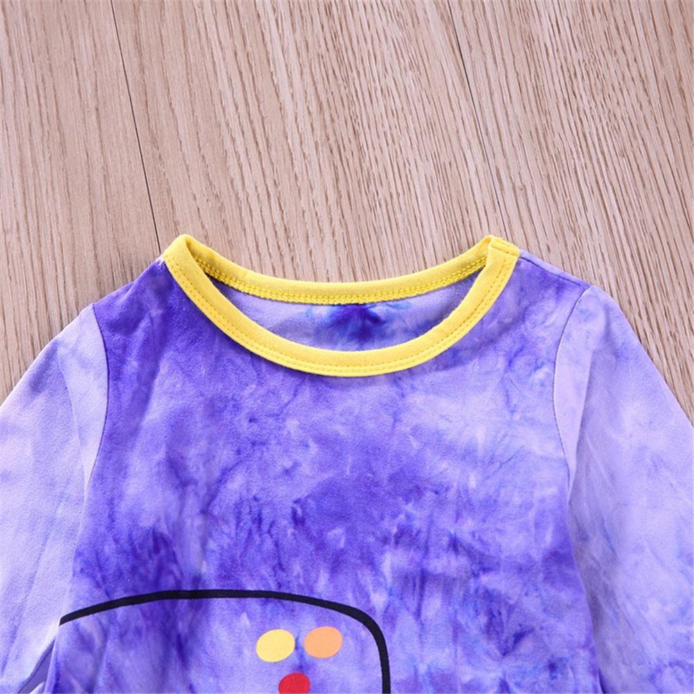 Baby Girls Cartoon Printed Tie Dye Long Sleeve Romper Baby Wholesale Clothing - PrettyKid