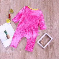 Baby Girls Cartoon Printed Tie Dye Long Sleeve Romper Baby Wholesale Clothing - PrettyKid