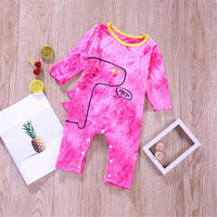 Baby Girls Cartoon Printed Tie Dye Long Sleeve Romper Baby Wholesale Clothing - PrettyKid