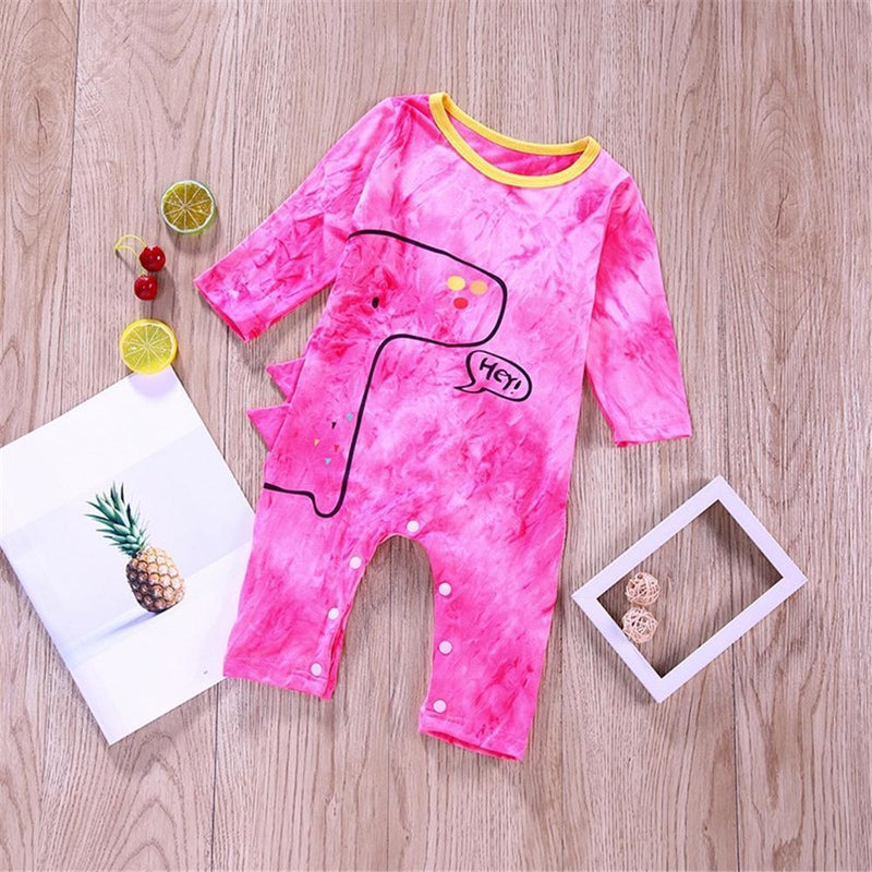 Baby Girls Cartoon Printed Tie Dye Long Sleeve Romper Baby Wholesale Clothing - PrettyKid