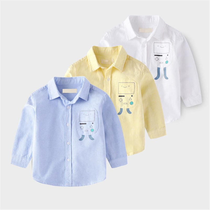 Boys Cartoon Robot Long-sleeved Shirts Wholesale - PrettyKid