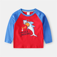 Boys Cartoon Shark Long-sleeved T-shirt Wholesale - PrettyKid