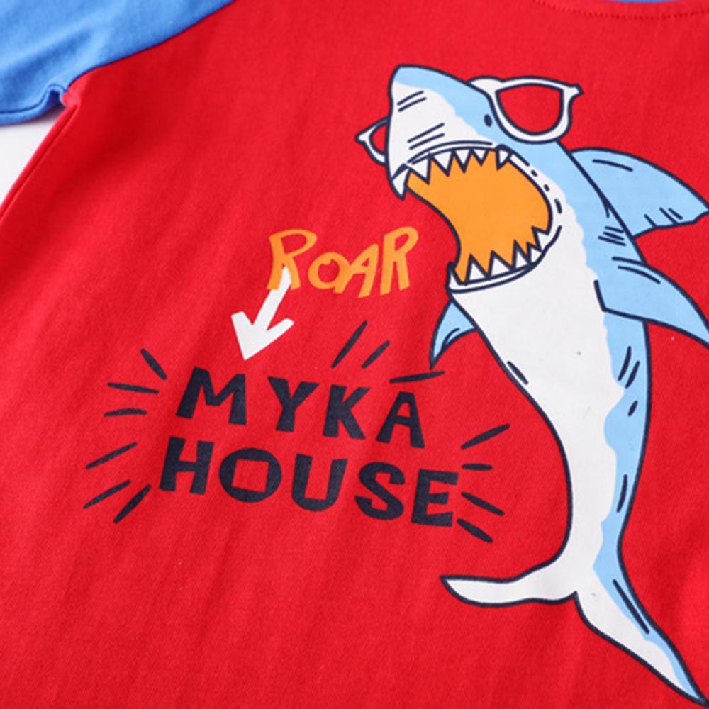 Boys Cartoon Shark Long-sleeved T-shirt Wholesale - PrettyKid